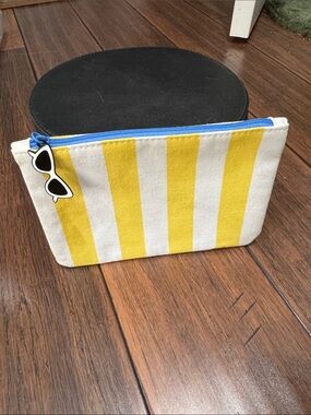 Ipsy Yellow & White Striped Cosmetic Glam Bag